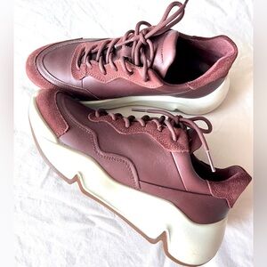 Ecco Leather Sneakers - Cherry Color, Size 6/6.5
